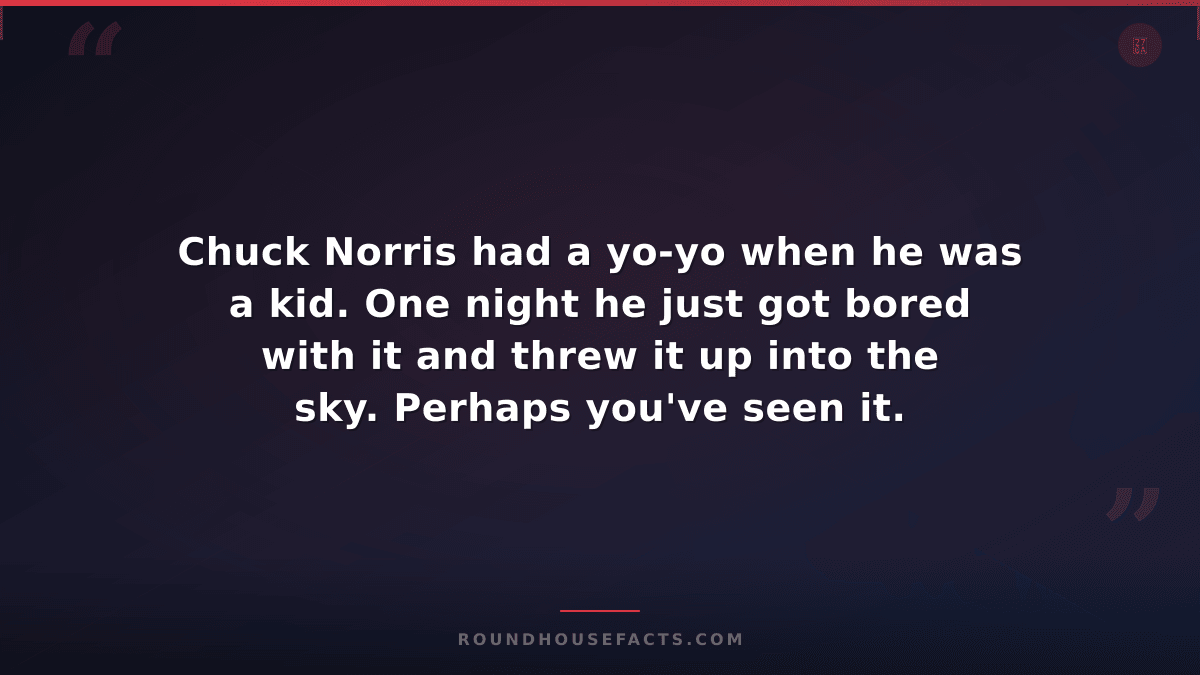 Chuck Norris Fact — Chuck Norris had a yo-yo when he was a kid. One night he jus