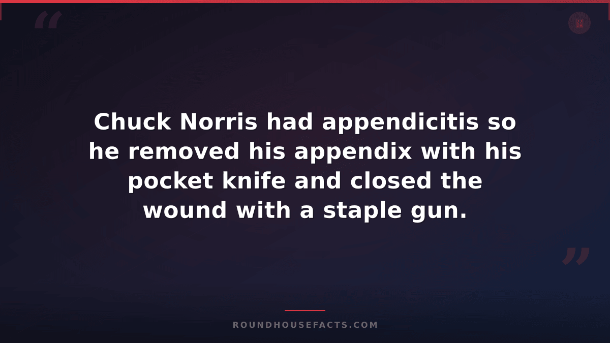 Chuck Norris Fact — Chuck Norris had appendicitis so he removed his appendix wit