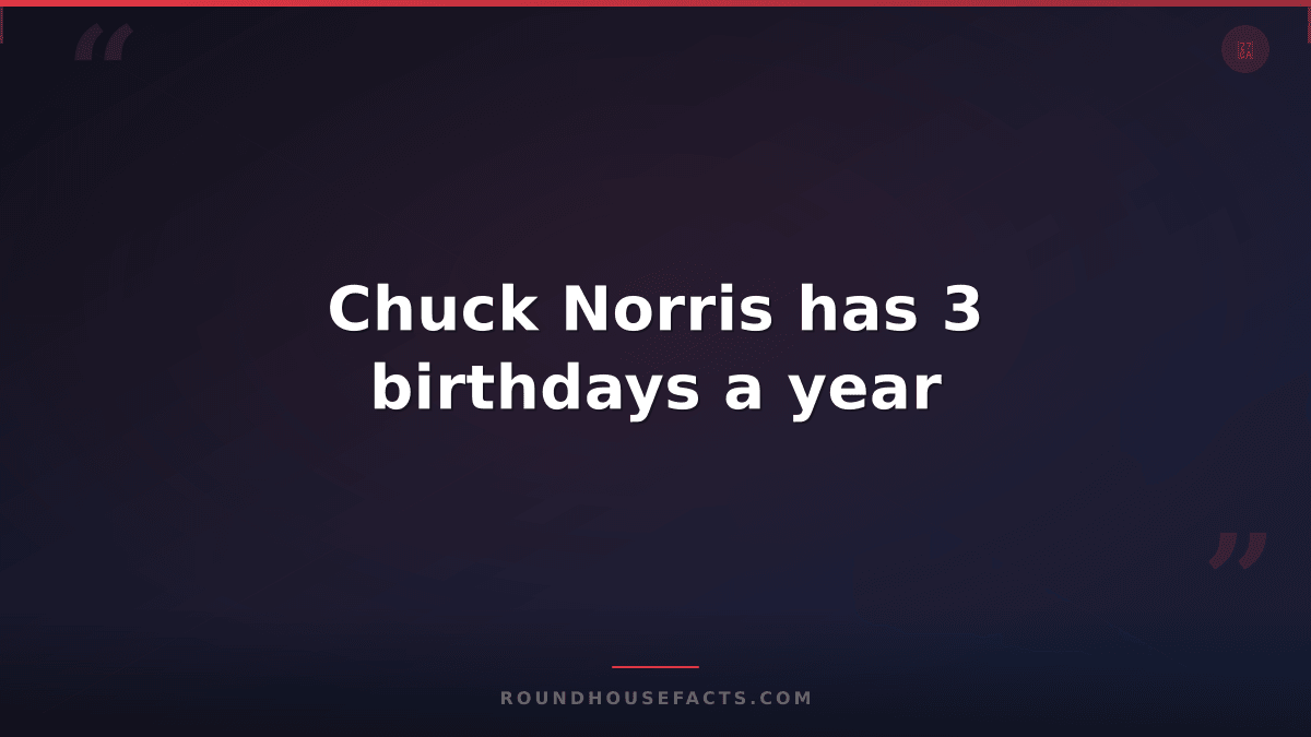 Chuck Norris Fact — Chuck Norris has 3 birthdays a year