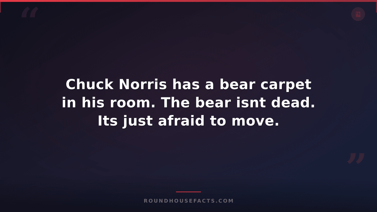 Chuck Norris Fact — Chuck Norris has a bear carpet in his room. The bear isnt de