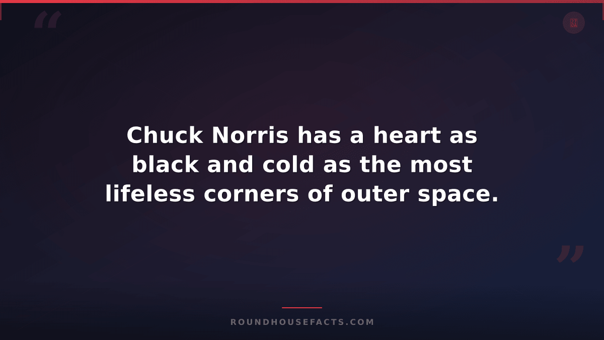 Chuck Norris Fact — Chuck Norris has a heart as black and cold as the most lifel