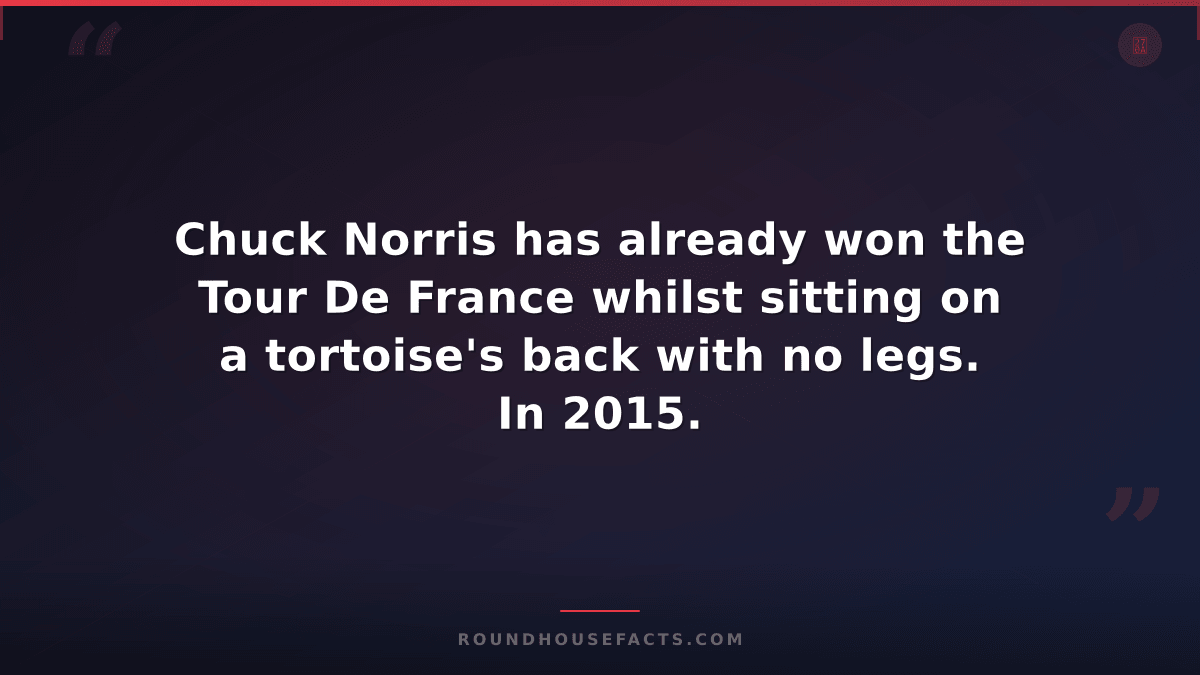 Chuck Norris Fact — Chuck Norris has already won the Tour De France whilst sitti