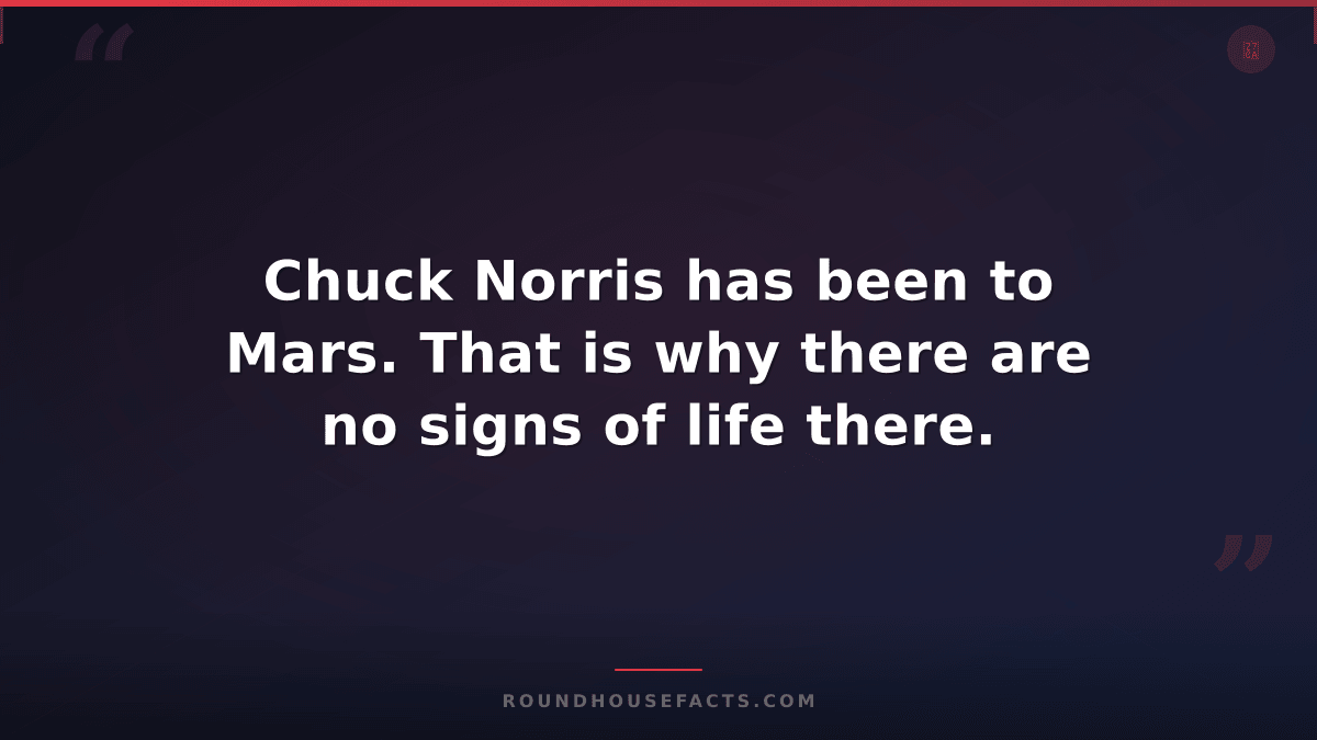 Chuck Norris Fact — Chuck Norris has been to Mars. That is why there are no sign
