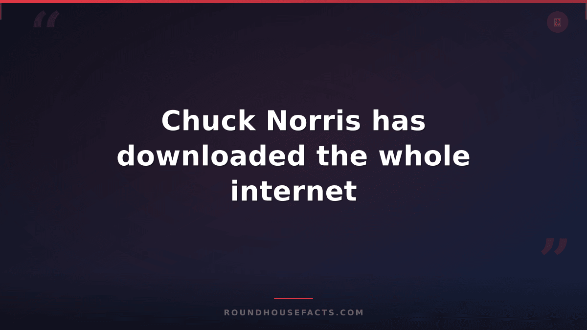 Chuck Norris Fact — Chuck Norris has downloaded the whole internet