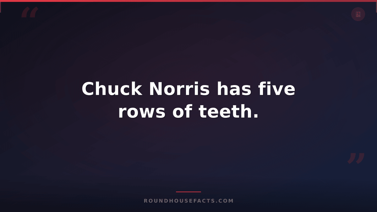 Chuck Norris Fact — Chuck Norris has five rows of teeth.