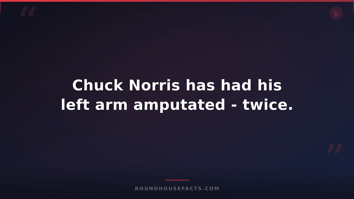 Chuck Norris Fact — Chuck Norris has had his left arm amputated - twice.