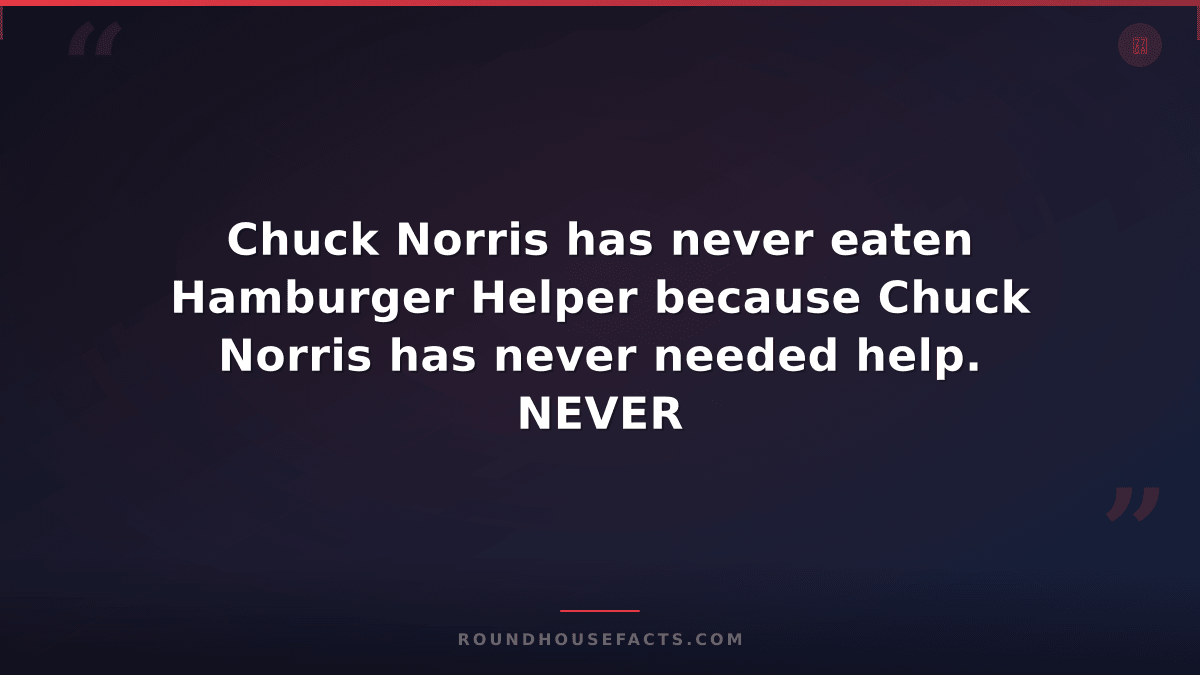 Chuck Norris Fact — Chuck Norris has never eaten Hamburger Helper because Chuck