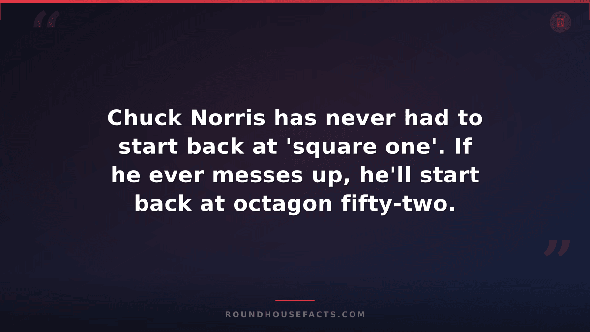 Chuck Norris Fact — Chuck Norris has never had to start back at 'square one'. If