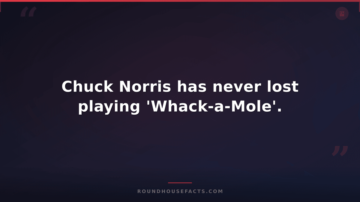 Chuck Norris Fact — Chuck Norris has never lost playing 'Whack-a-Mole'.
