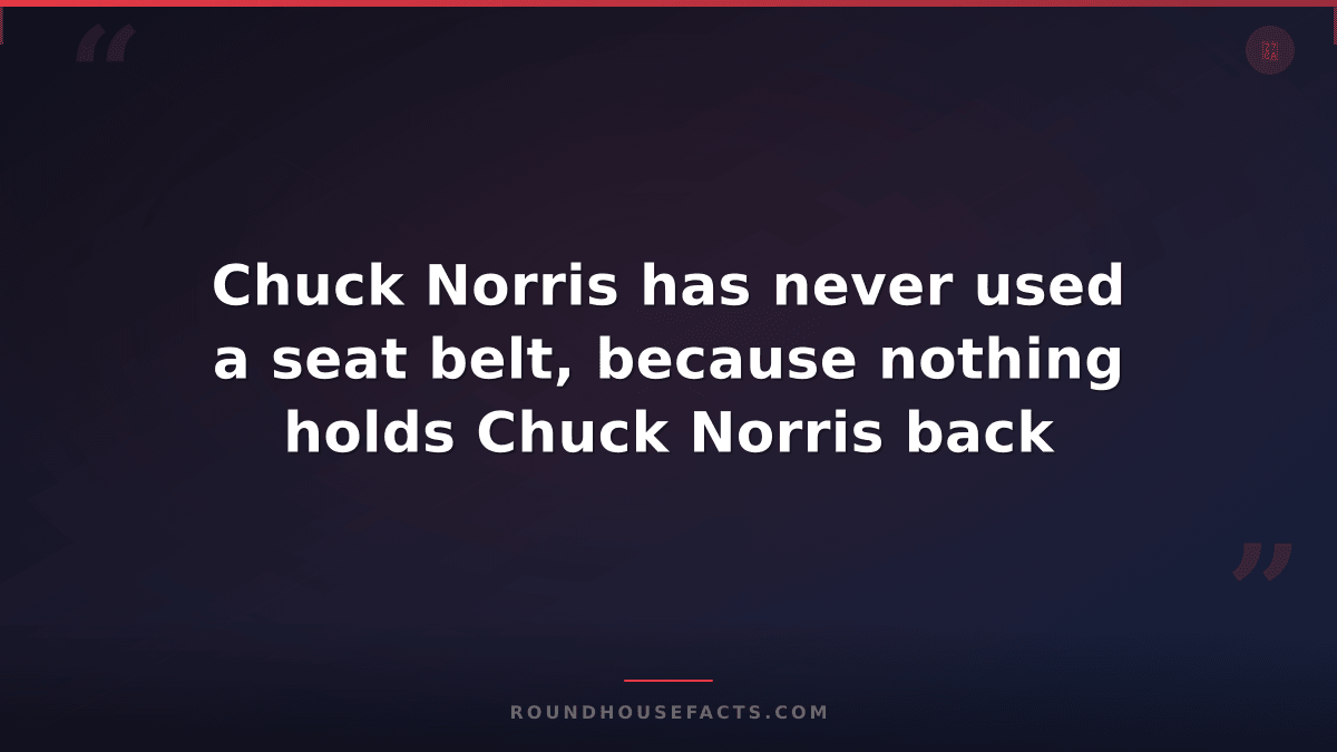 Chuck Norris Fact — Chuck Norris has never used a seat belt, because nothing hol
