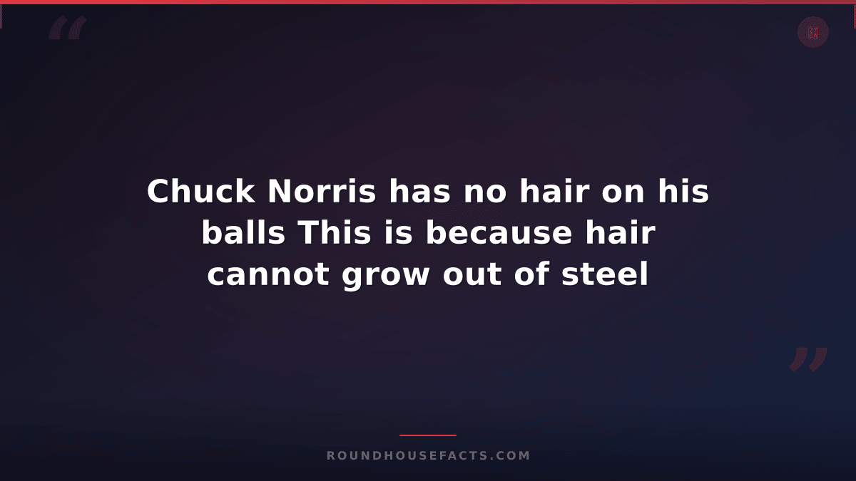 Chuck Norris Fact — Chuck Norris has no hair on his balls This is because hair c
