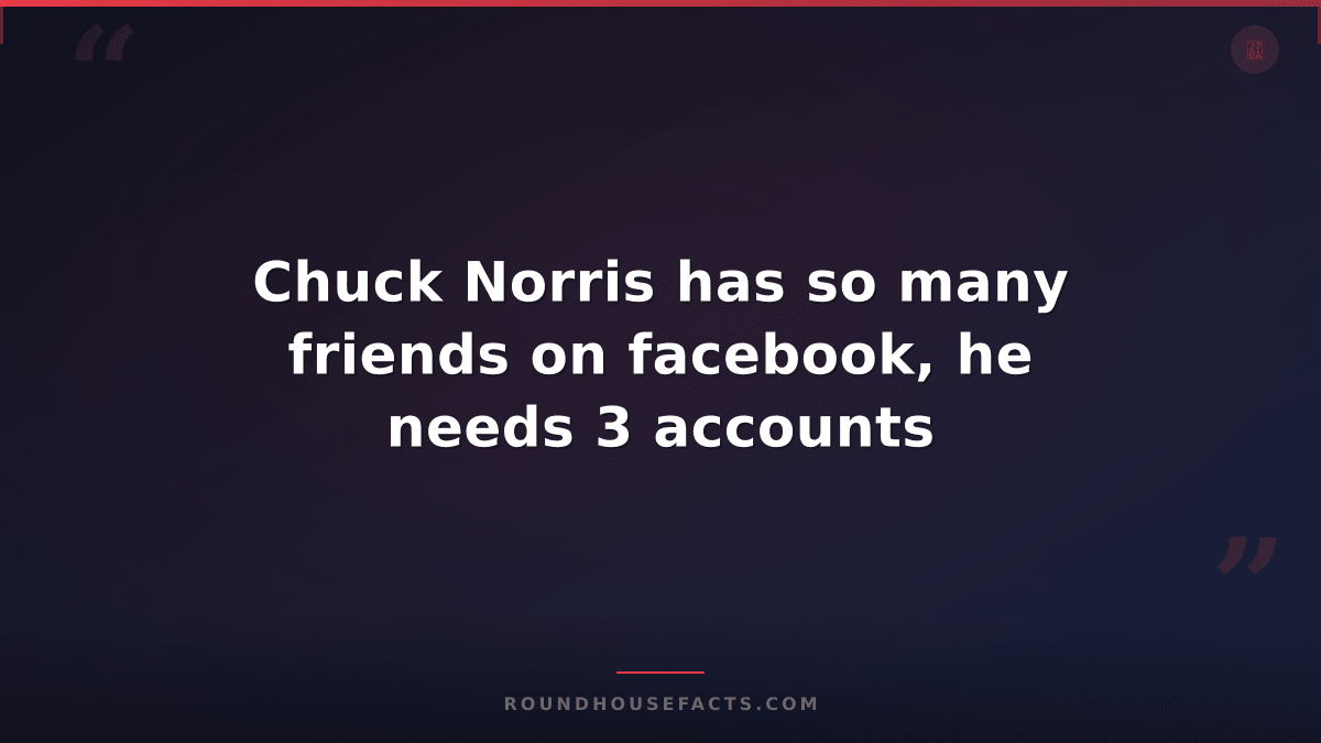 Chuck Norris Fact — Chuck Norris has so many friends on facebook, he needs 3 acc
