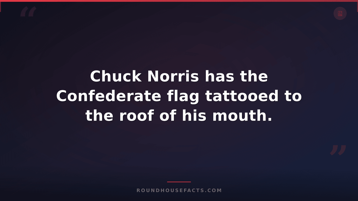Chuck Norris Fact — Chuck Norris has the Confederate flag tattooed to the roof o