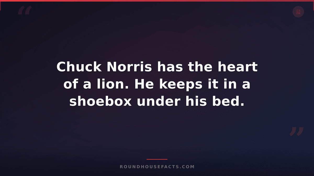 Chuck Norris Fact — Chuck Norris has the heart of a lion. He keeps it in a shoeb
