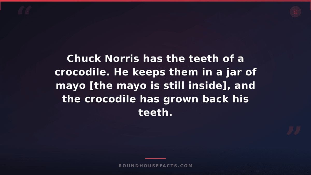 Chuck Norris Fact — Chuck Norris has the teeth of a crocodile. He keeps them in