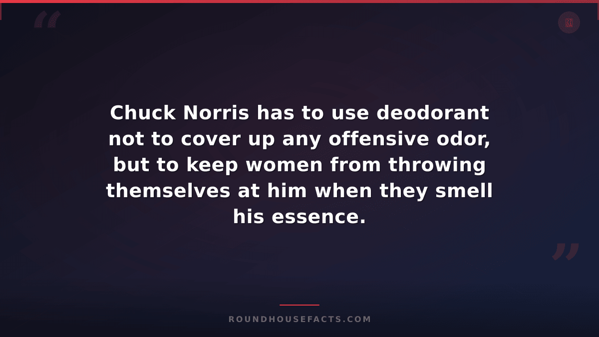 Chuck Norris Fact — Chuck Norris has to use deodorant not to cover up any offens