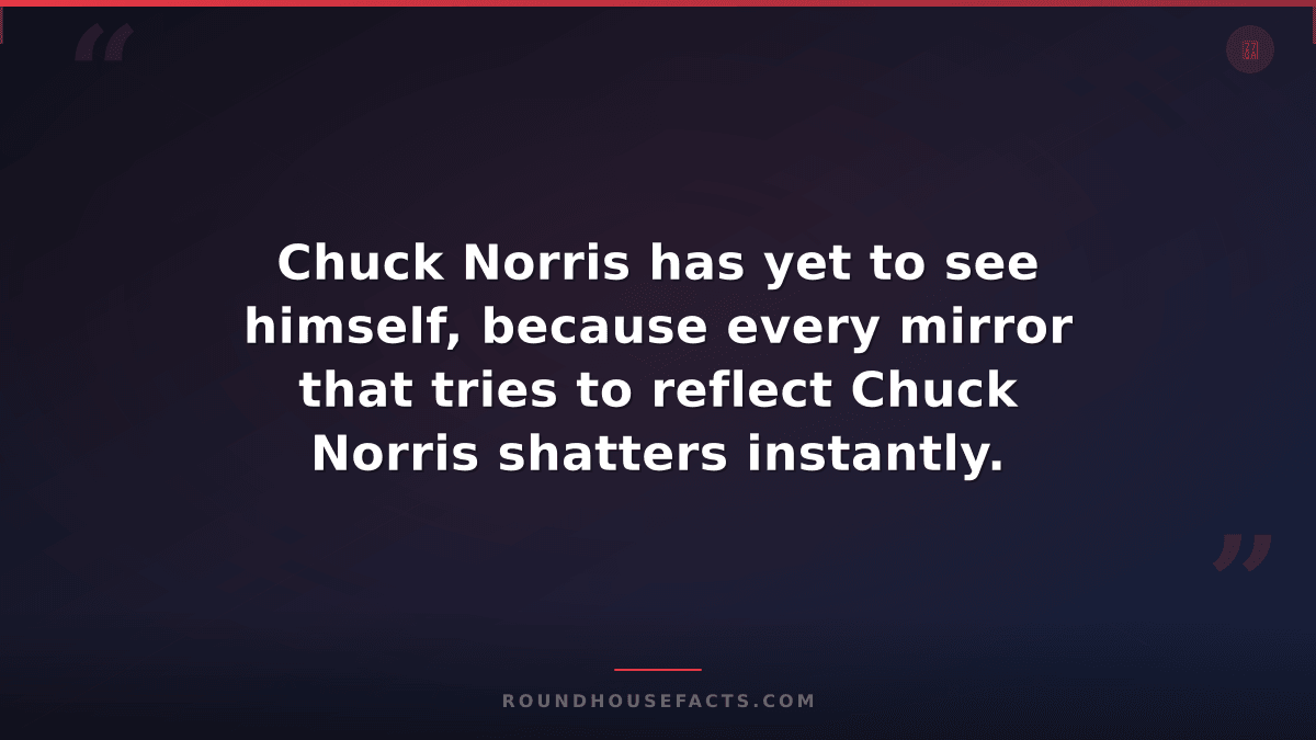 Chuck Norris Fact — Chuck Norris has yet to see himself, because every mirror th
