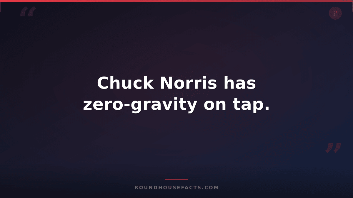 Chuck Norris Fact — Chuck Norris has zero-gravity on tap.