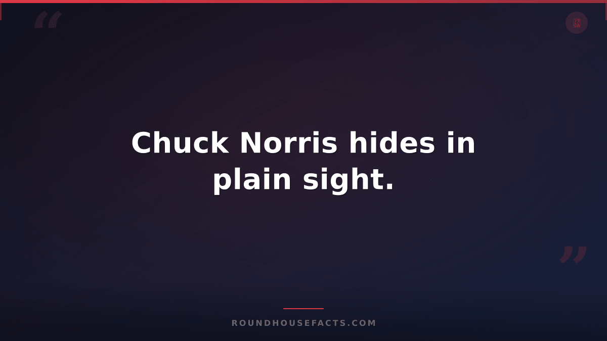 Chuck Norris Fact — Chuck Norris hides in plain sight.