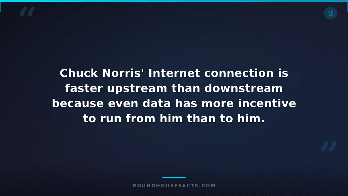 Chuck Norris Fact — Chuck Norris' Internet connection is faster upstream than do