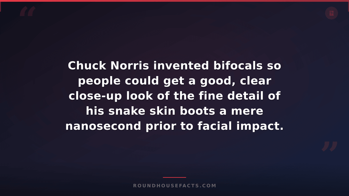 Chuck Norris Fact — Chuck Norris invented bifocals so people could get a good, c