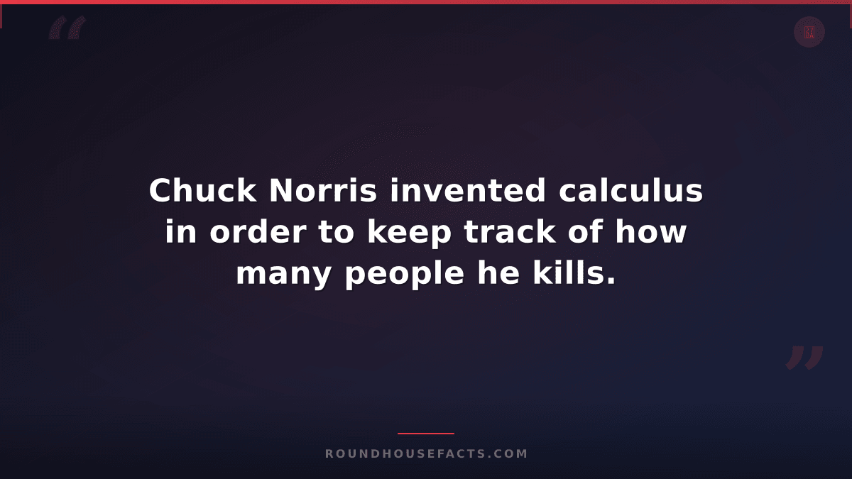 Chuck Norris Fact — Chuck Norris invented calculus in order to keep track of how