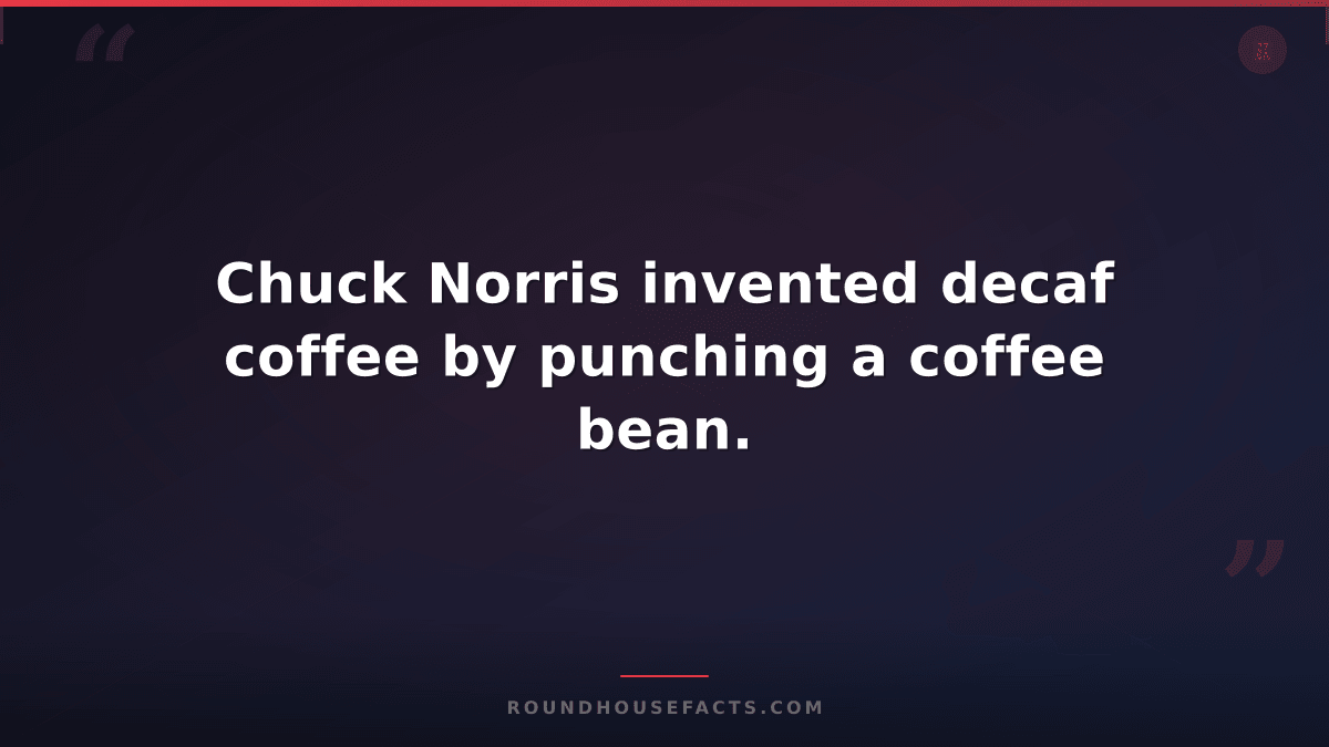 Chuck Norris Fact — Chuck Norris invented decaf coffee by punching a coffee bean