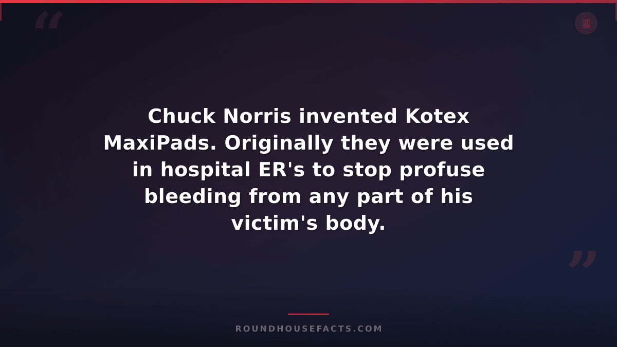 Chuck Norris Fact — Chuck Norris invented Kotex MaxiPads. Originally they were u