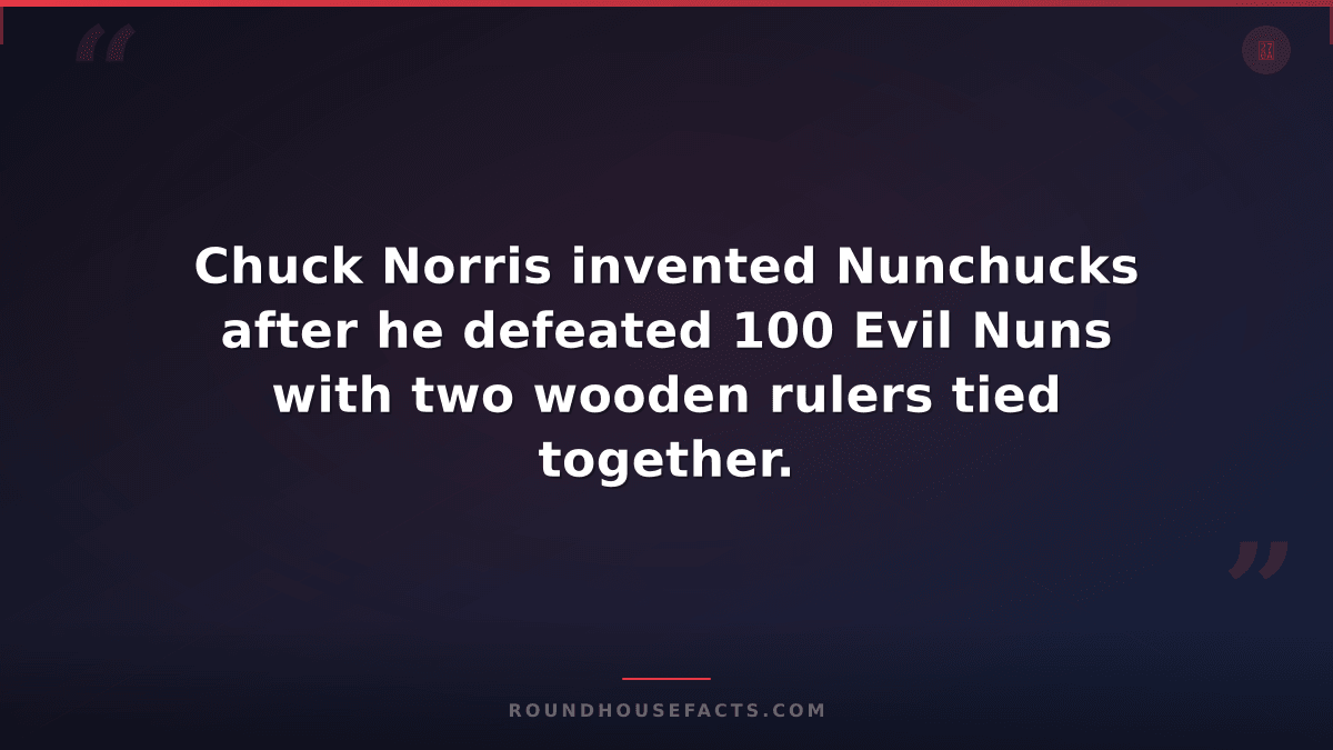 Chuck Norris Fact — Chuck Norris invented Nunchucks after he defeated 100 Evil N