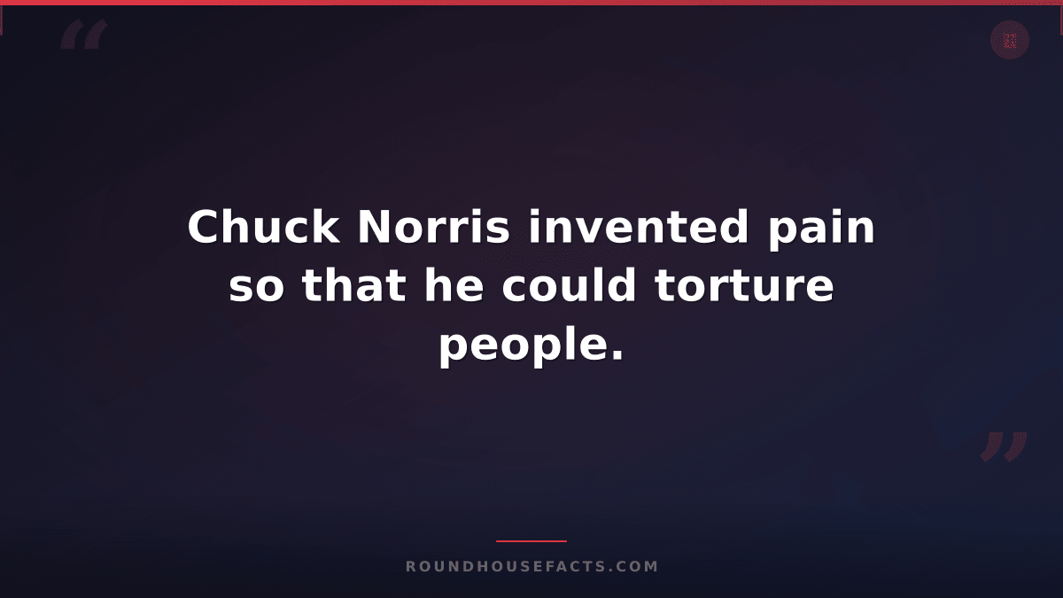 Chuck Norris Fact — Chuck Norris invented pain so that he could torture people.