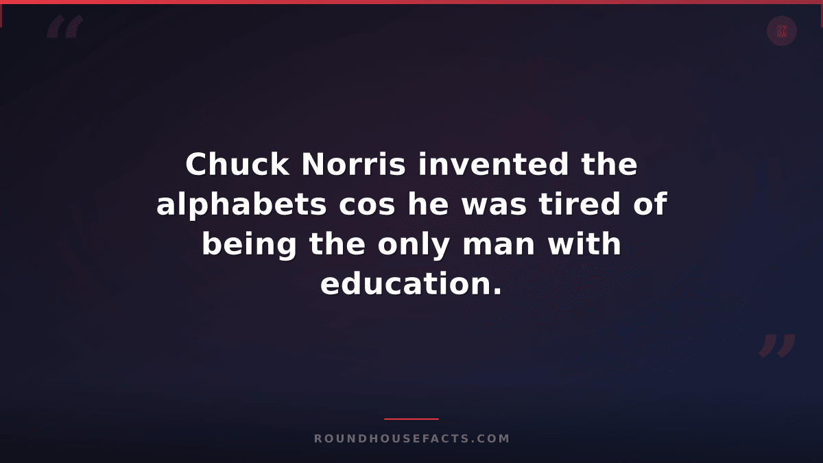 Chuck Norris Fact — Chuck Norris invented the alphabets cos he was tired of bein