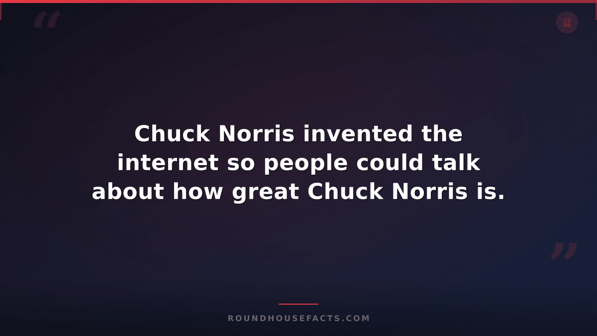 Chuck Norris Fact — Chuck Norris invented the internet so people could talk abou