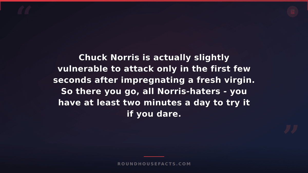 Chuck Norris Fact — Chuck Norris is actually slightly vulnerable to attack only