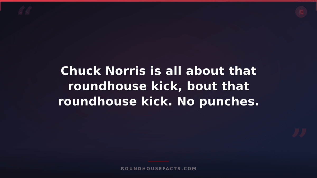 Chuck Norris Fact — Chuck Norris is all about that roundhouse kick, bout that ro