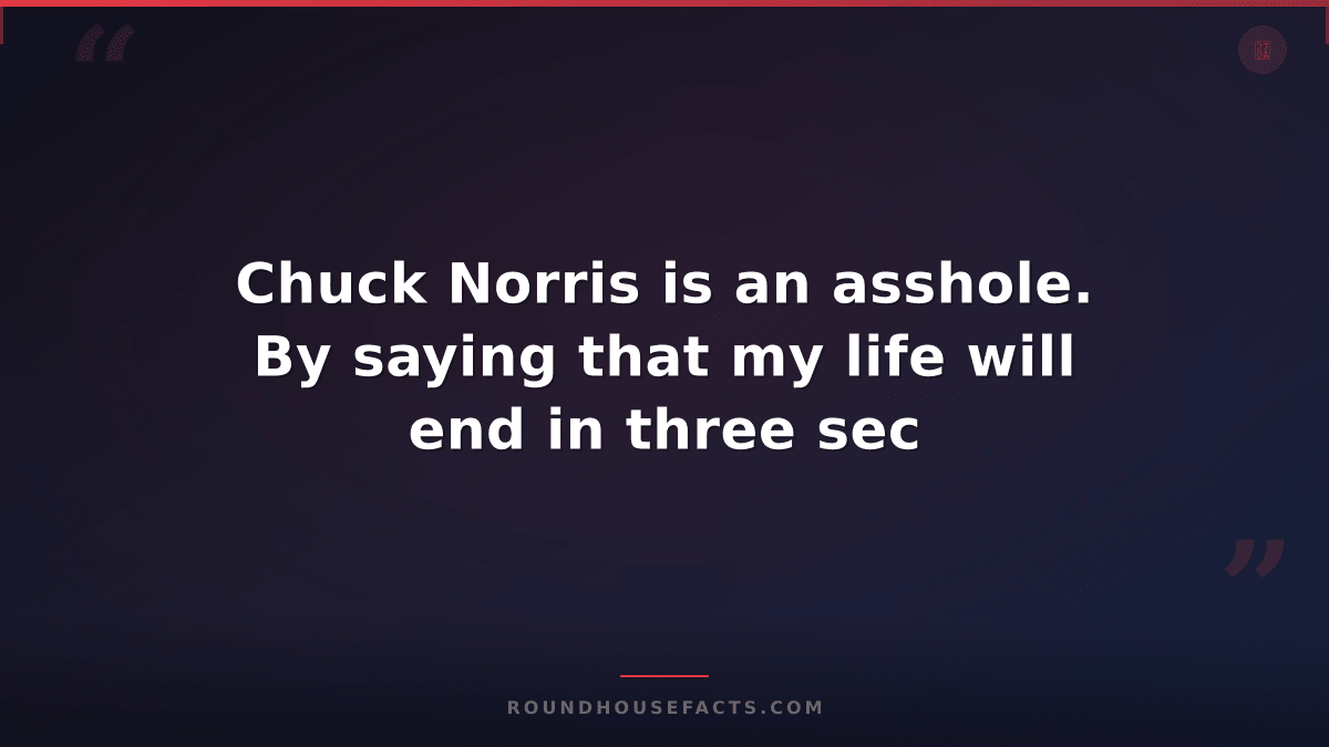 Chuck Norris Fact — Chuck Norris is an asshole. By saying that my life will end