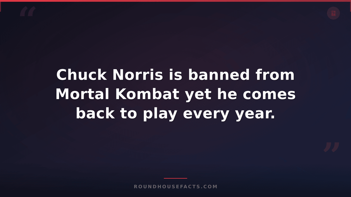 Chuck Norris Fact — Chuck Norris is banned from Mortal Kombat yet he comes back