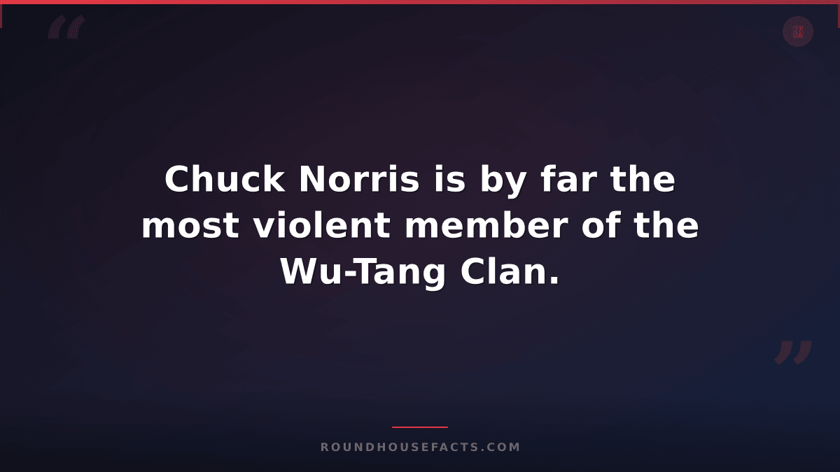 Chuck Norris Fact — Chuck Norris is by far the most violent member of the Wu-Tan
