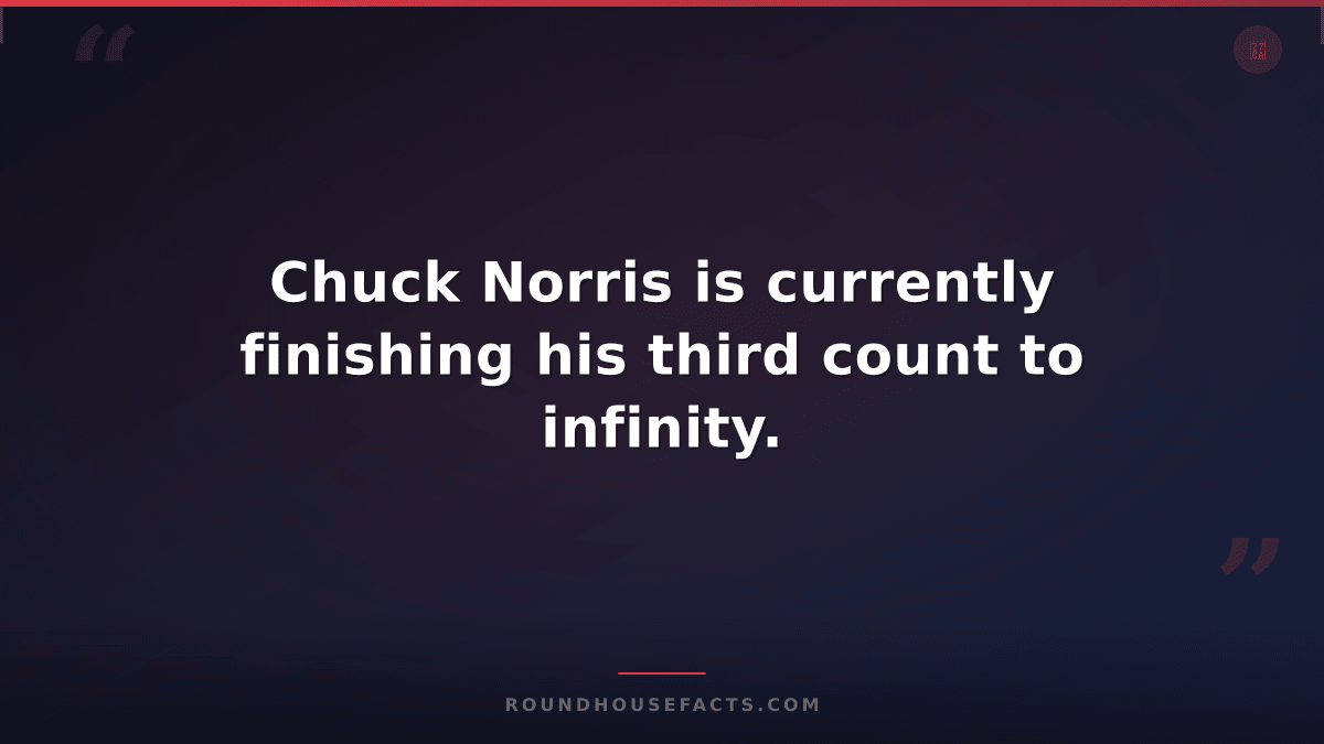 Chuck Norris Fact — Chuck Norris is currently finishing his third count to infin