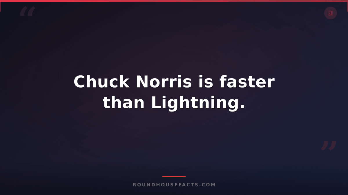 Chuck Norris Fact — Chuck Norris is faster than Lightning.