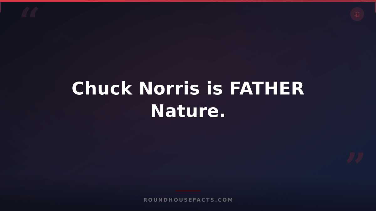 Chuck Norris Fact — Chuck Norris is FATHER Nature.