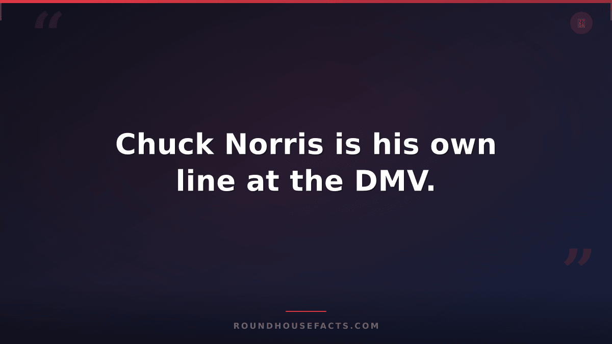Chuck Norris Fact — Chuck Norris is his own line at the DMV.