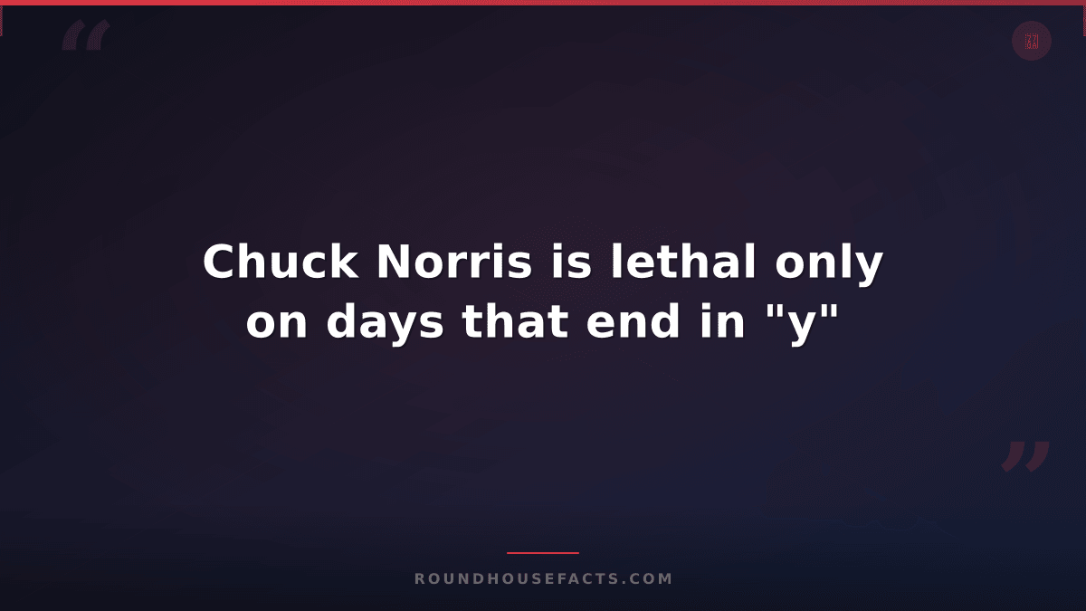 Chuck Norris Fact — Chuck Norris is lethal only on days that end in "y"