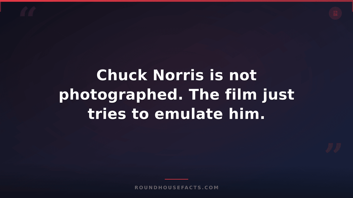 Chuck Norris Fact — Chuck Norris is not photographed. The film just tries to emu