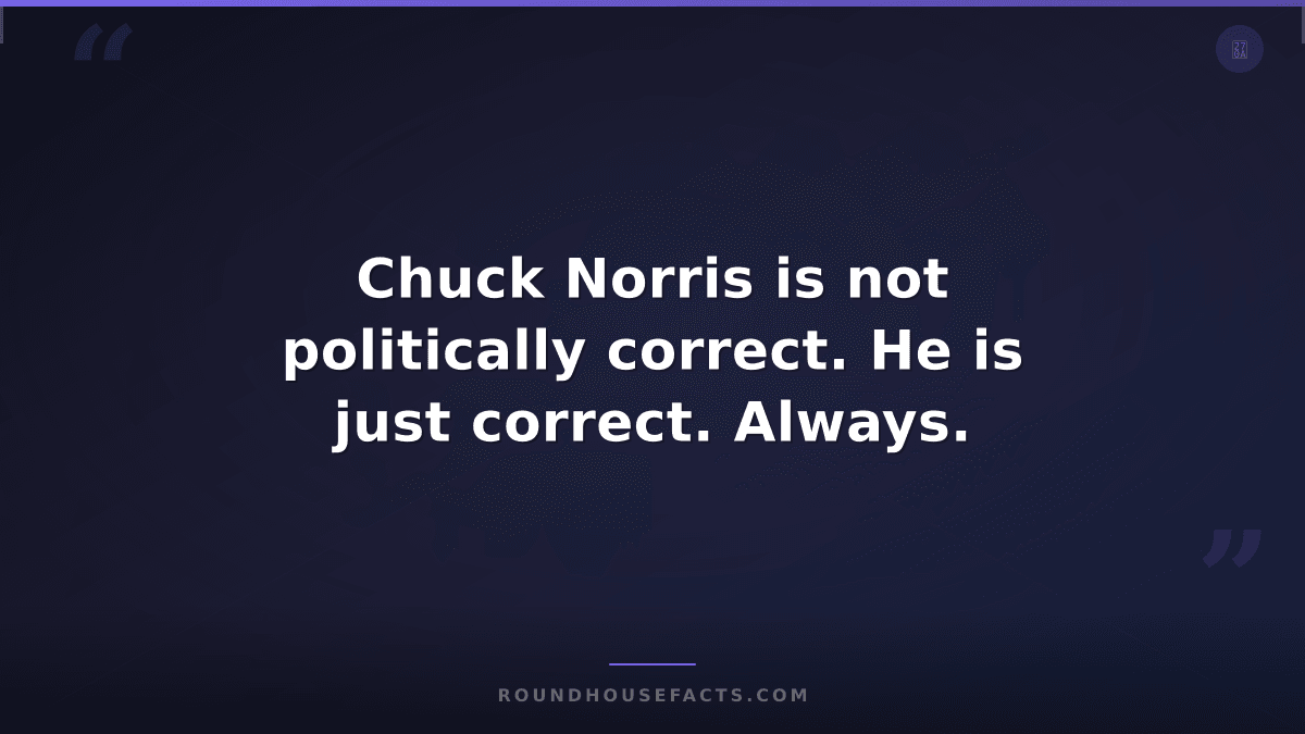 Chuck Norris Fact — Chuck Norris is not politically correct. He is just correct.