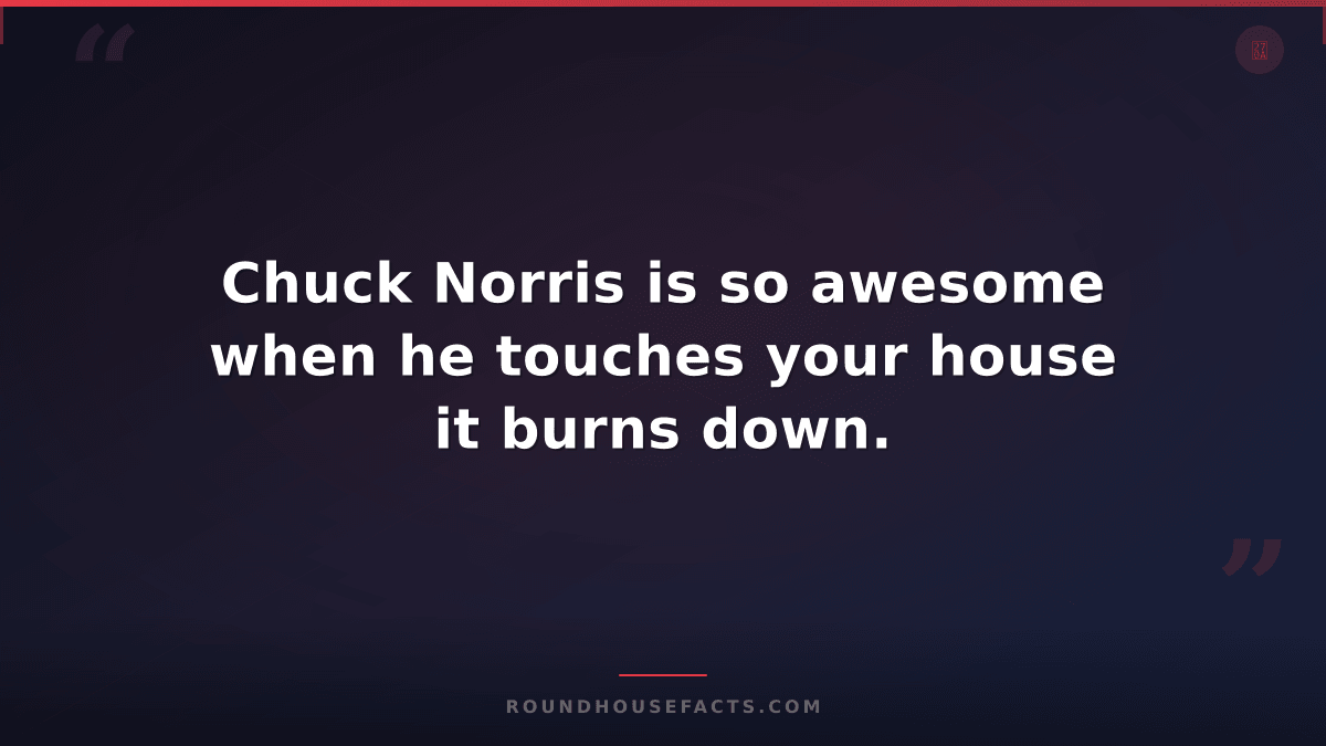 Chuck Norris Fact — Chuck Norris is so awesome when he touches your house it bur