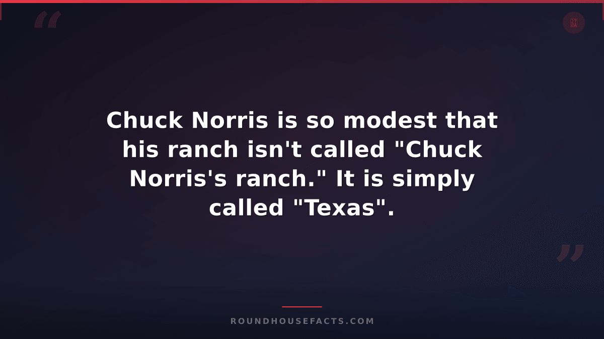 Chuck Norris Fact — Chuck Norris is so modest that his ranch isn't called "Chuck