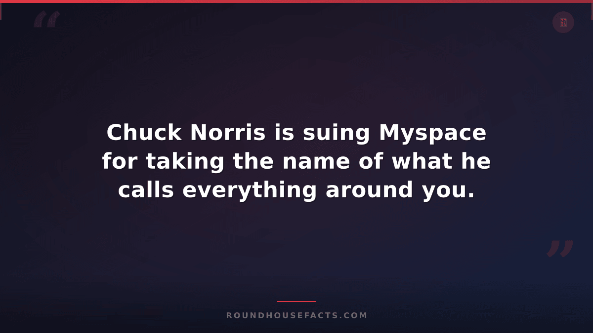 Chuck Norris Fact — Chuck Norris is suing Myspace for taking the name of what he