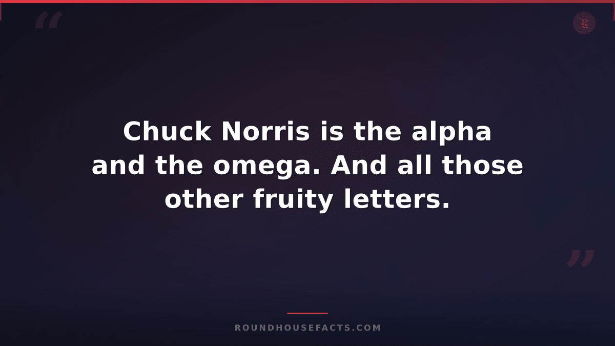 Chuck Norris Fact — Chuck Norris is the alpha and the omega. And all those other