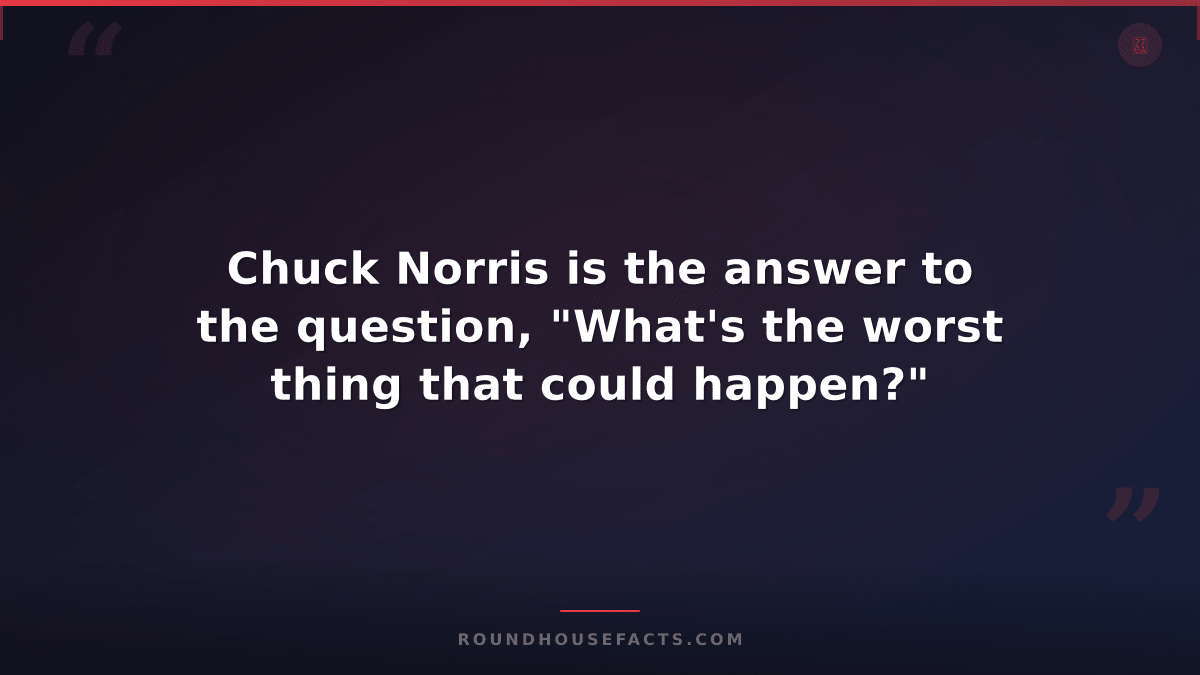 Chuck Norris Fact — Chuck Norris is the answer to the question, "What's the wors