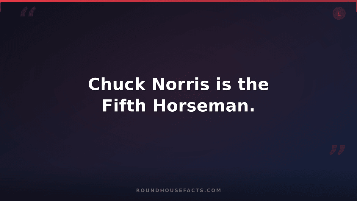Chuck Norris Fact — Chuck Norris is the Fifth Horseman.